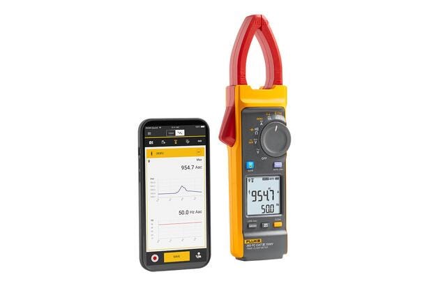The Fluke 393 clamp meter has a very thin jaw for cramped combiner boxes, but still clamps around a 34 mm cable.